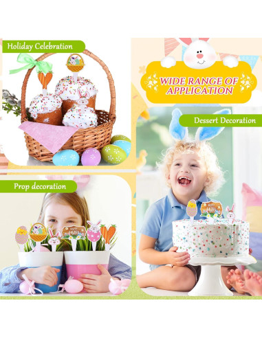 24 Adornos de Pastel de Conejo de Pascua Faccito - Decoración Fiesta