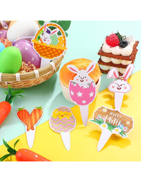 24 Adornos de Pastel de Conejo de Pascua Faccito - Decoración Fiesta