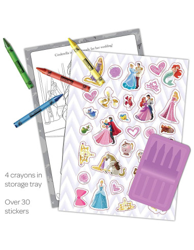 Libro de Colorear Princesas Disney Bendon 48 Páginas con Crayones