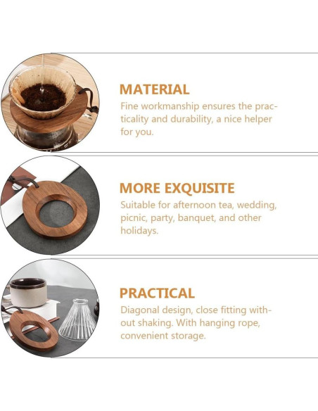Soporte de Goteo de Café IMIKEYA de Madera 11.5x9.5 cm