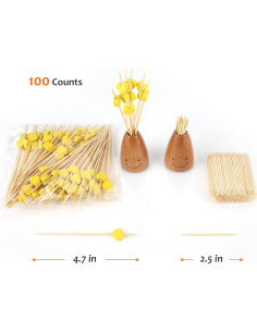 Palillos de Bambú Amarillo Corazón Minisland 100 Piezas 11.94 cm 2