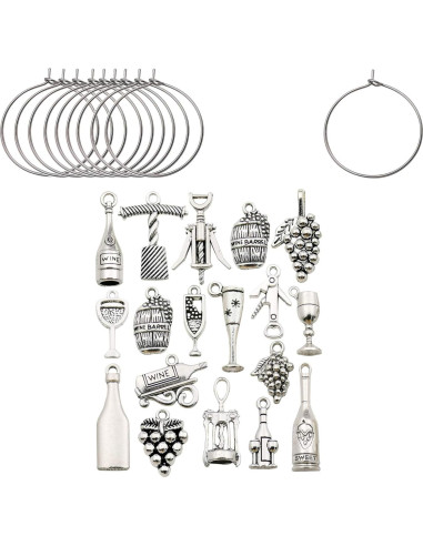 WOCRAFT Charms para Copas de Vino - 50 Piezas de Acero Inoxidable