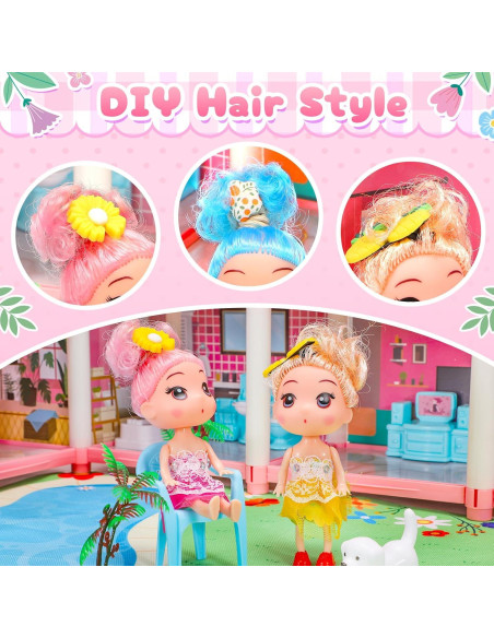 Casa de Muñecas 4 Pisos AmiDear con Muebles y Tobogán