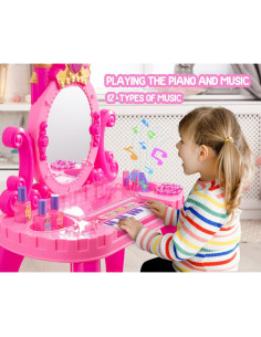 Juguete de Maquillaje para Niñas Zaddgiuuy con Espejo y Piano 2