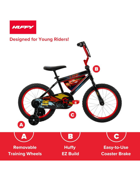 Bicicleta para Niños Huffy 16" Cars - Ruedas de Entrenamiento