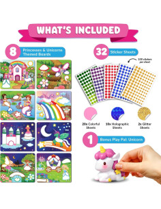 Kit de Arte Funcils con Stickers de Unicornio y Princesa - 8 Lienzos 2