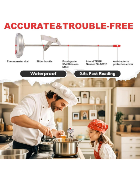 Termómetro de Caramelo y Aceite Telead 22.86 cm Inoxidable