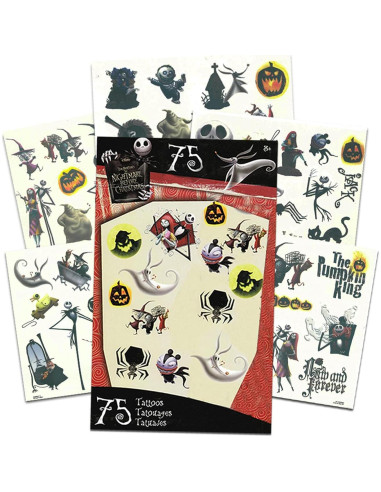 Paquete Stickers y Tatuajes Disney Pesadilla Antes de Navidad