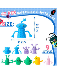Juego de 40 Muñecos de Dedos de Monstruo Junkin - Juguetes Antiestrés 2