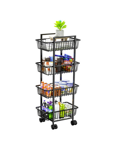 Carro Organizador de Cocina Simple Trending 4 Niveles Negro