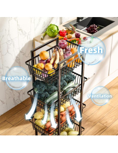 Carro Organizador de Cocina Simple Trending 4 Niveles Negro 2