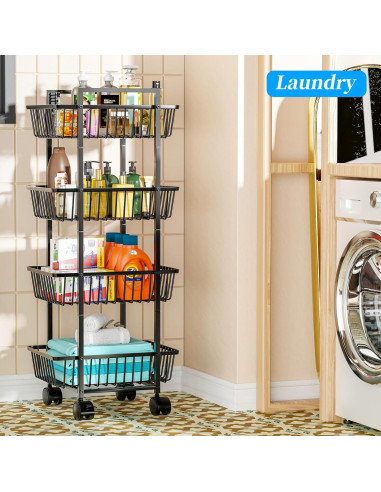 Carro Organizador de Cocina Simple Trending 4 Niveles Negro