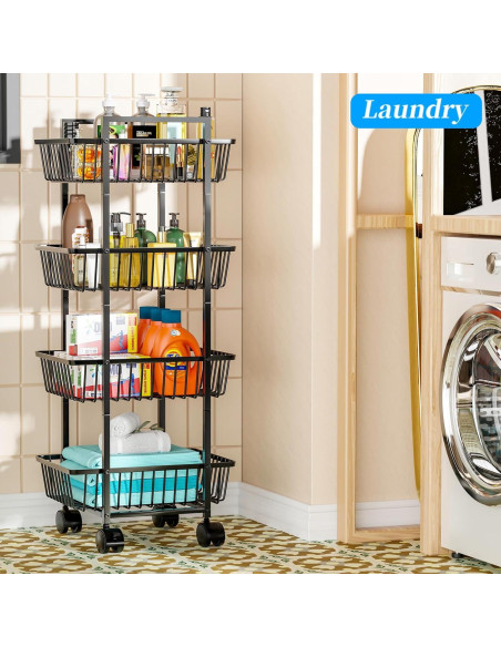 Carro Organizador de Cocina Simple Trending 4 Niveles Negro