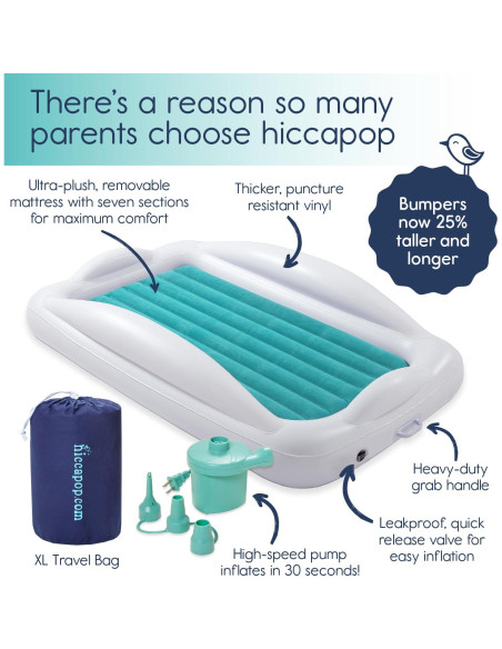 Cama Inflable para Niños Pequeños hiccapop con Protectores 157x99cm