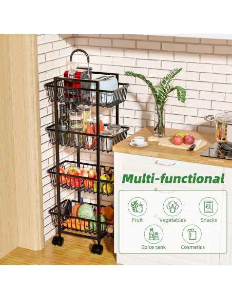 Carro Organizador de Cocina Simple Trending 4 Niveles Negro