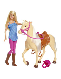 Muñeca Barbie con Caballo Marrón Claro y Atuendo de Equitación