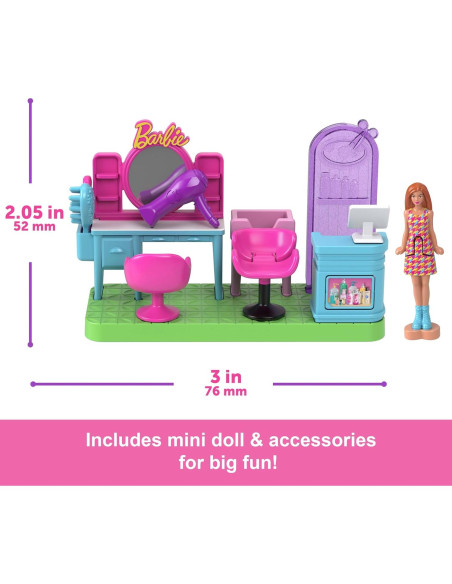 Set de Juego de Peluquería Mini BarbieLand Mattel 3,81 cm