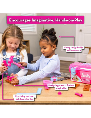 Juego de Herramientas Barbie 18 Piezas Caja Rosa 33 cm