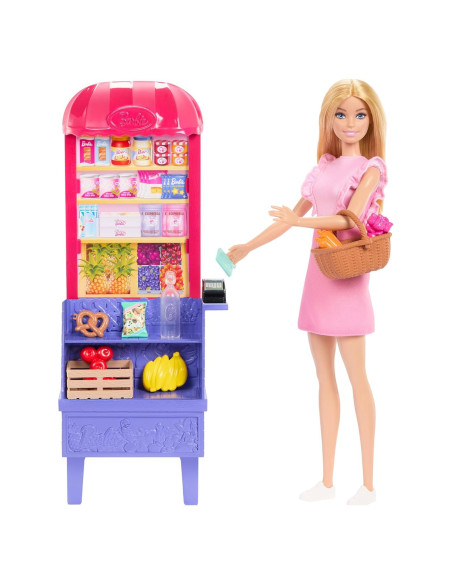 Muñeca Barbie Malibu en el Mercado con 11 Accesorios - Mattel