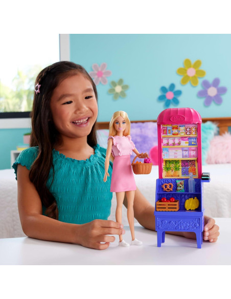 Muñeca Barbie Malibu en el Mercado con 11 Accesorios - Mattel