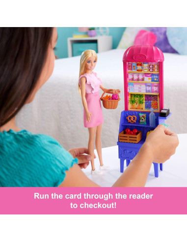 Muñeca Barbie Malibu en el Mercado con 11 Accesorios - Mattel