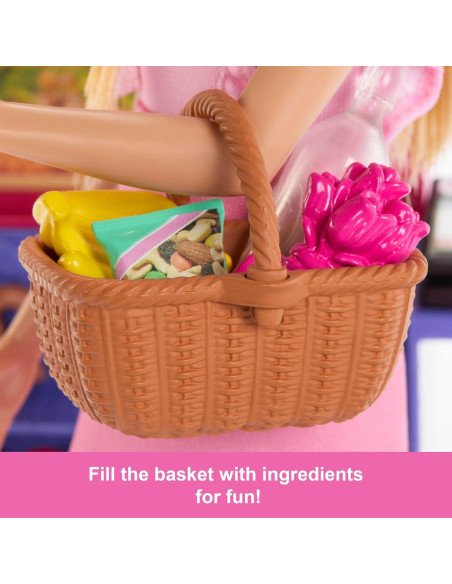 Muñeca Barbie Malibu en el Mercado con 11 Accesorios - Mattel