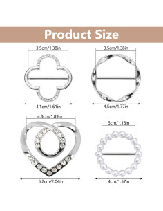 4 Clips de Bufanda Dorados con Rhinestones y Perlas - Moda Femenina 2