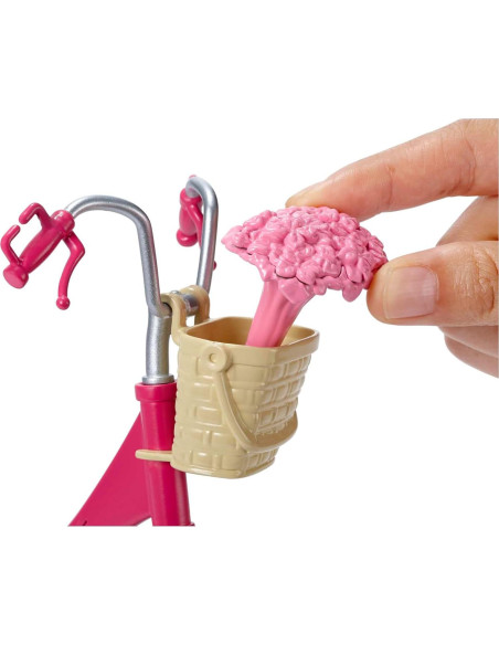Bicicleta Barbie con Canasta de Flores Rosa - Mattel