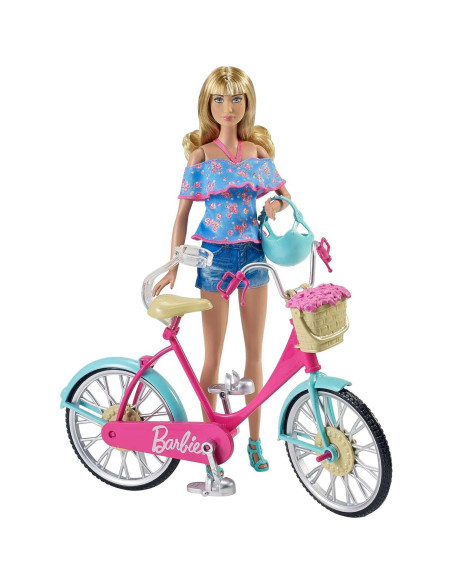 Bicicleta Barbie con Canasta de Flores Rosa - Mattel