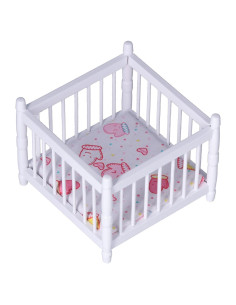 Cama de Bebé de Madera Fippkargo 1:12 con Colchón Blanca