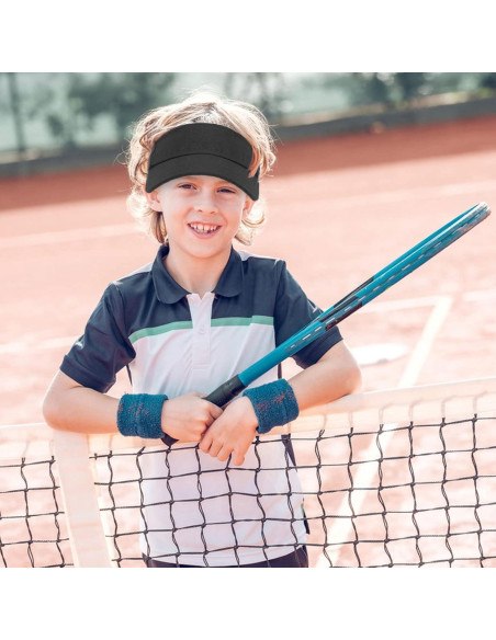 10 Gorras Visera Ajustables UV Niños 6-12 Años - Negro