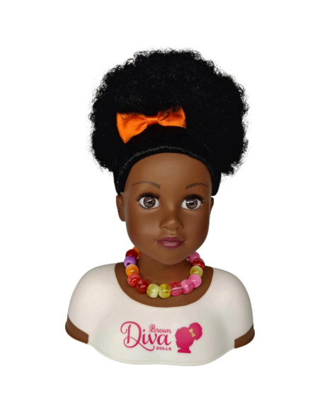 Muñeca Africana Negra con Cabello Rizado y 5 Accesorios
