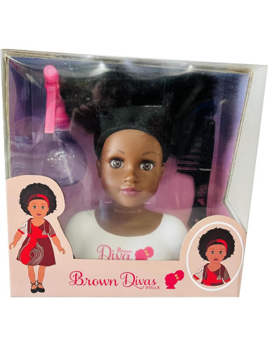 Muñeca Africana Negra con Cabello Rizado y 5 Accesorios