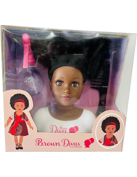 Muñeca Africana Negra con Cabello Rizado y 5 Accesorios