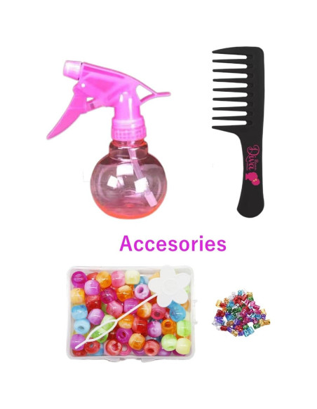 Muñeca Africana Negra con Cabello Rizado y 5 Accesorios