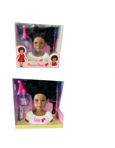 Muñeca Africana Negra con Cabello Rizado y 5 Accesorios