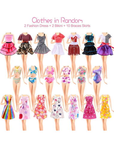 65 Piezas Ropa y Accesorios para Muñecas 11.5" Carreuty