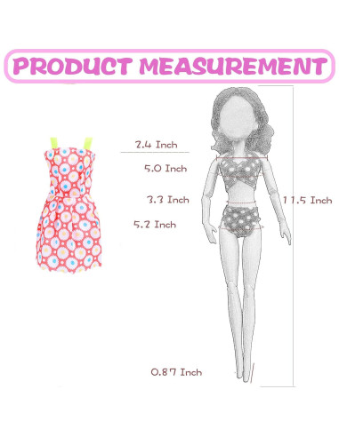 65 Piezas Ropa y Accesorios para Muñecas 11.5" Carreuty