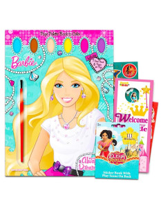 Libro para Pintar con Agua Barbie + Pincel y Calcomanías