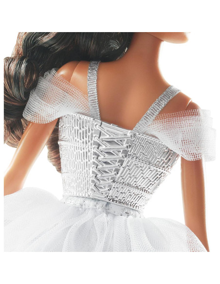 Muñeca Barbie Navidad 2021 Mattel 30.48 cm Vestido Plateado