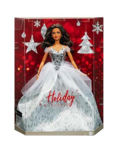 Muñeca Barbie Navidad 2021 Mattel 30.48 cm Vestido Plateado