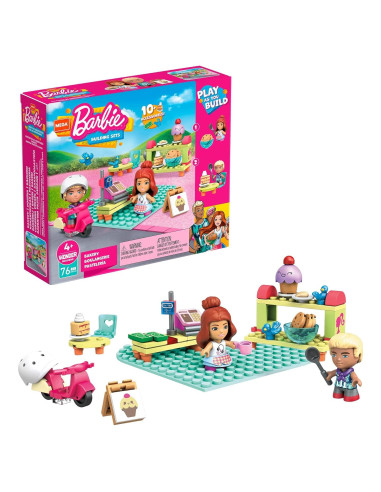 Juego de Bloques de Construcción Mega Construx Barbie Panadería 76 Piezas