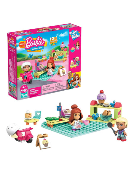 Juego de Bloques de Construcción Mega Construx Barbie Panadería 76 Piezas