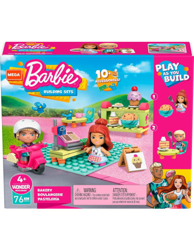 Juego de Bloques de Construcción Mega Construx Barbie Panadería 76 Piezas