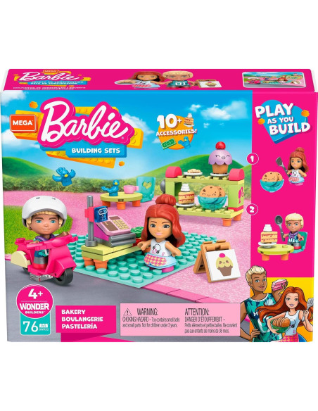 Juego de Bloques de Construcción Mega Construx Barbie Panadería 76 Piezas