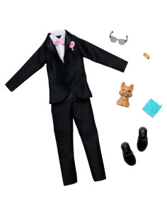 Ropa de Barbie Tuxedo Novio Ken con Accesorios 19,4x17,8cm