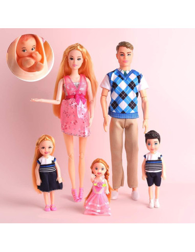 Conjunto de Muñecas de Familia UCanaan 6 Personas 70 Accesorios