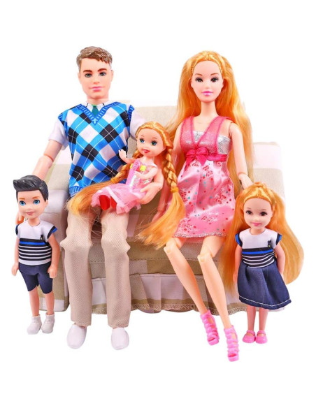 Conjunto de Muñecas de Familia UCanaan 6 Personas 70 Accesorios