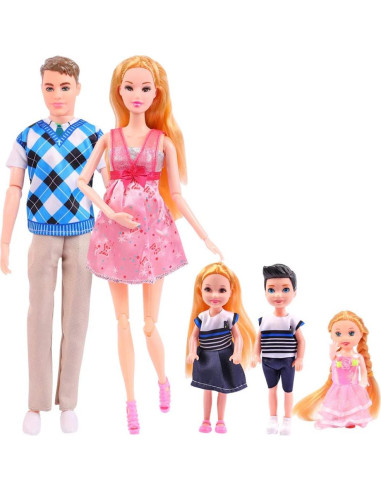 Conjunto de Muñecas de Familia UCanaan 6 Personas 70 Accesorios
