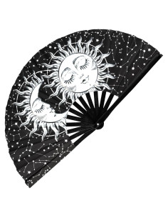 Abanico Plegable GloFX Sol y Luna - Decoración Rave y Festival